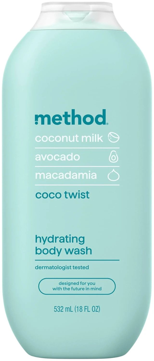 Main image of Method Coco Twist Body Wash, 18 fl oz, Leaves Skin Soft and Moisturized, Made Without Parabens, Notes of Coconut Milk, Avocado & Macadamia