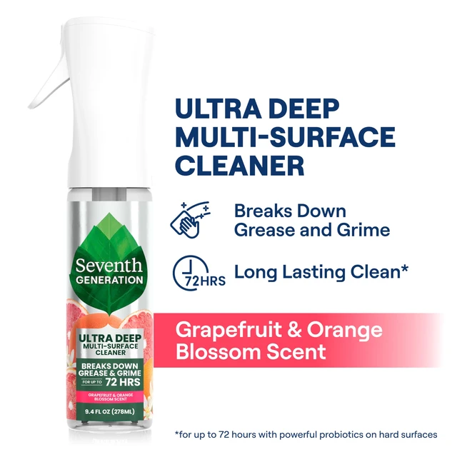 Alt view image 2 of 6 - Seventh Generation Ultra Deep Probiotic Multi Surface Cleaner, 9.4 Fl Oz, Grapefruit & Orange, 80% USDA Biobased