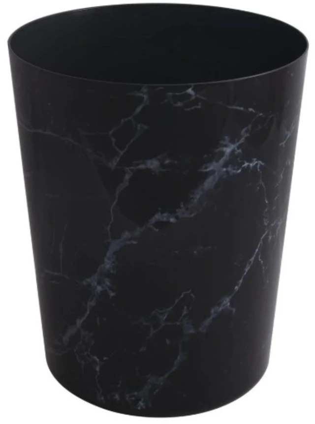 Main image of Mainstays 5 Gallon Plastic Small Bathroom Trash Can, No Lid, Black Marble