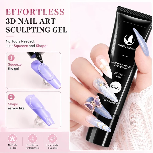 Alt view image 2 of 6 - MAGIC ARMOR 15g 3D Nail Sculpting Gel Clear for Nail Art Designs DIY Molding, Craving, Painting & Drawing
