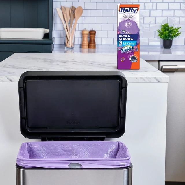 Alt view image 5 of 6 - Hefty Ultra Strong 13 Gallon Tall Kitchen Trash Bags, Purple, Fabuloso Lavender Scent, 20 Bags
