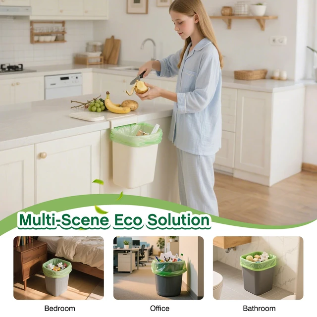 Alt view image 7 of 7 - Small Trash Bags 4 Gallon: 120 Count Small Garbage bags, Compost Waste Bag Strong Trash Can Liners Unscented for Bathroom Kitchen Bedroom Office Green