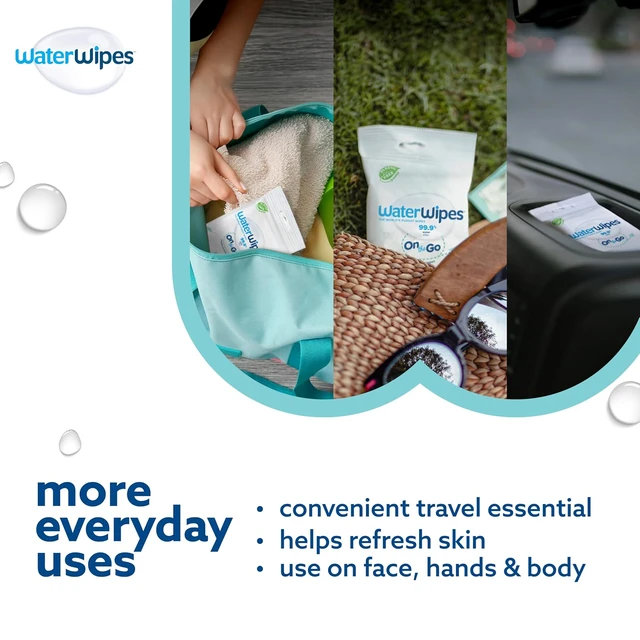 Alt view image 2 of 6 - WaterWipes Sensitive+ On The Go Wipes, 3-In-1 Cleans, Cares, Protects, 99.9% Water, Unscented & Hypoallergenic Wet Wipes, 28 Count (Pack of 2)