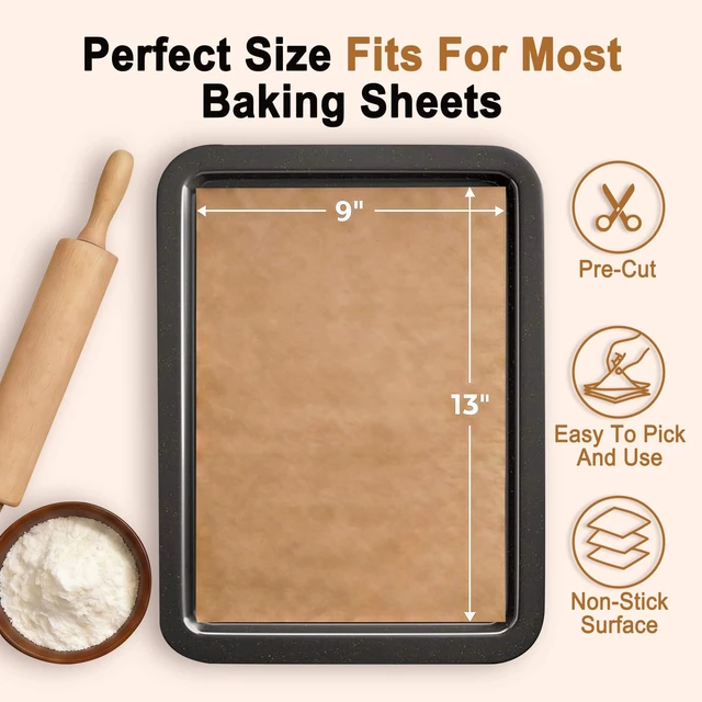 Alt view image 3 of 7 - 100PCS Parchment Paper Sheets, 9x13 Inches, Non-Stick