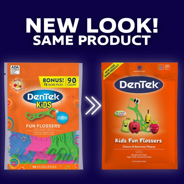 Alt view image 6 of 6 - Dentek Floss Picks, Kids Flossers, Wild Fruit Flavor, 90 Count