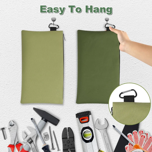 Alt view image 7 of 7 - Rindion Tool Bag Zipper Pouch, 12.4×7.3 Inch Premium Tool Pouch with Carabiner, Utility Multipurpose Storage Organizer Bag for Tools, Stationery, Small Items (2 pack)