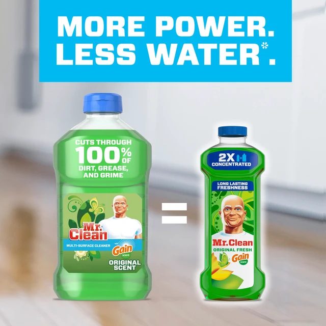 Alt view image 3 of 6 - Mr. Clean All Purpose Cleaner, Floor Cleaner for Mopping Home, Bathroom, & Kitchen, Cleaning Liquid for Mop & Bucket, Cleaning Supplies, Multi-Surface Dilutable, Gain, 41oz