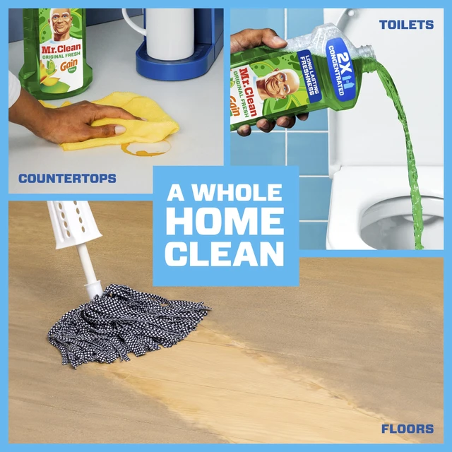 Alt view image 4 of 6 - Mr. Clean All Purpose Cleaner, Floor Cleaner for Mopping Home, Bathroom, & Kitchen, Cleaning Liquid for Mop & Bucket, Cleaning Supplies, Multi-Surface Dilutable, Gain, 41oz