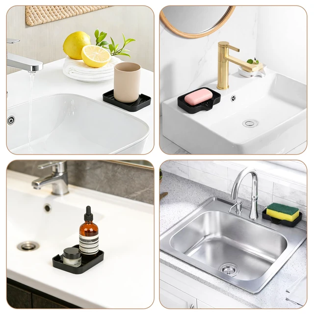 Alt view image 2 of 7 - 2-Pack Self-Draining Silicone Soap Dish - Anti-Slip Bar Soap Holder for Shower, Bathroom & Kitchen