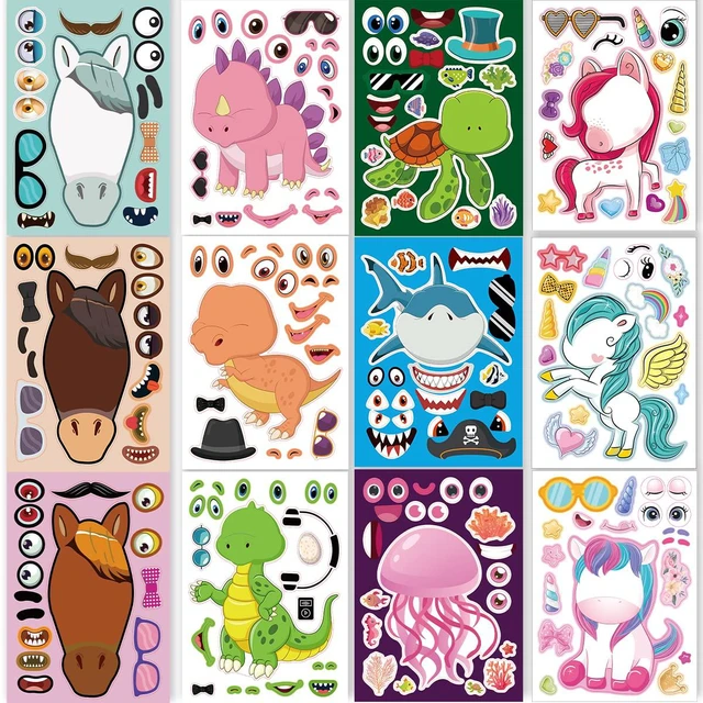 Main image of 24 Sheets Make a Face Stickers for Kids Toddlers Party Favors Crafts