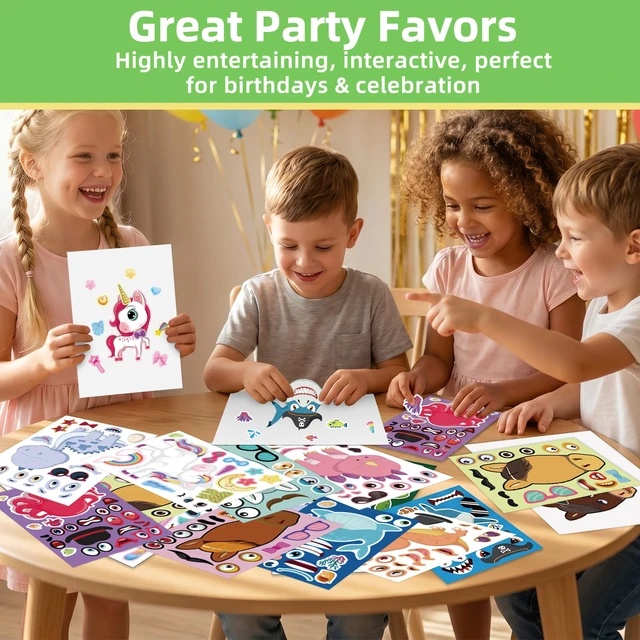 Alt view image 2 of 7 - 24 Sheets Make a Face Stickers for Kids Toddlers Party Favors Crafts