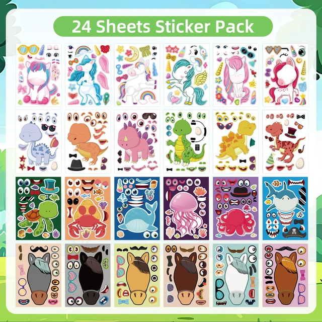Alt view image 6 of 7 - 24 Sheets Make a Face Stickers for Kids Toddlers Party Favors Crafts