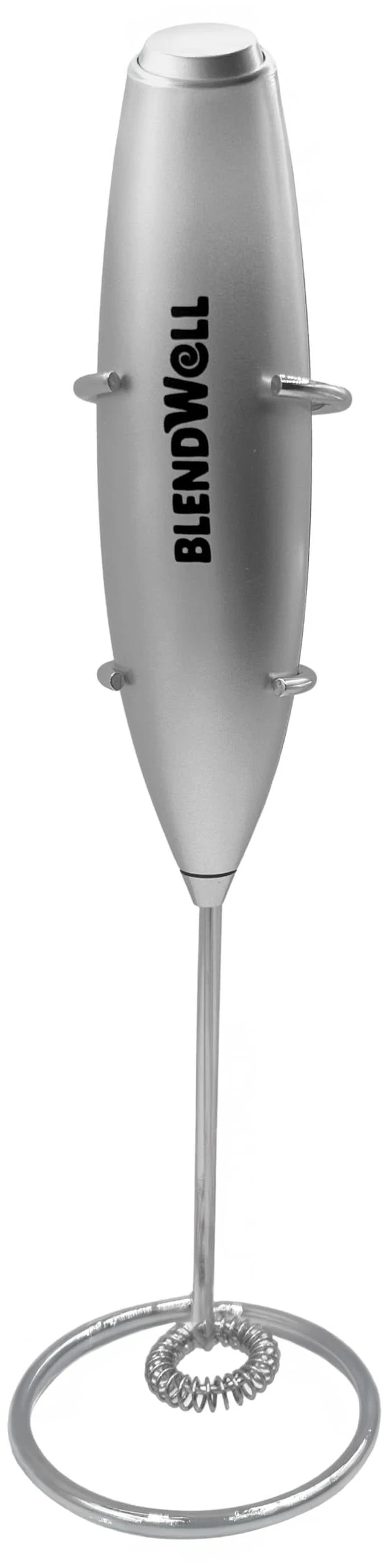 Main image of BlendWell Electric Milk Frother for Matcha and Coffee, Handheld Battery Operated Drink Mixer with Stand, Stainless Steel Whisk, Silver