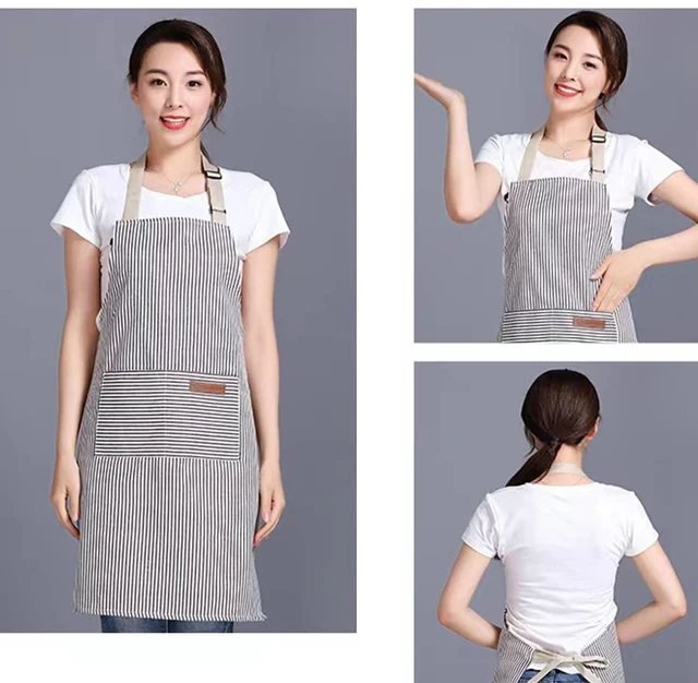 Alt view image 4 of 7 - RUIBOLU Adjustable Bib Apron with 2 Pockets Cooking Kitchen Cotton Aprons for Women Men Chef Restaurant BBQ Painting