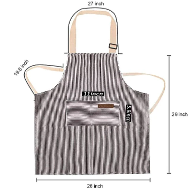 Alt view image 7 of 7 - RUIBOLU Adjustable Bib Apron with 2 Pockets Cooking Kitchen Cotton Aprons for Women Men Chef Restaurant BBQ Painting
