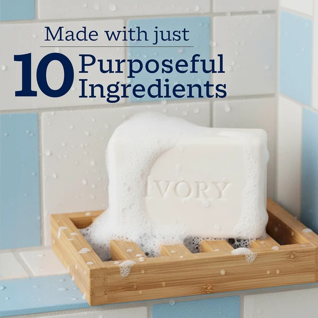 Alt view image 4 of 6 - Ivory Gentle Bar Soap, Designed for Whole Family, 99.44% Pure Formula, Plant-Based Cleanser, Made Without Heavy Perfumes, Parabens & Phthalates, for All Skin Types, Original Scent, 3.17 oz (10 Count)