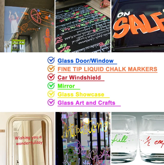 Alt view image 2 of 7 - Liquid Chalk Markers for Acrylic Calendar Planning Board, Dry Erase Board Whiteboard, Glass, Mirror, 1mm Fine Points, Easy Wet Erase (10 Color)