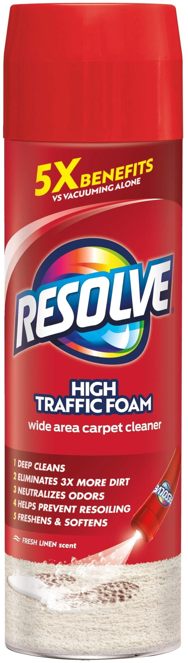 Main image of Resolve High Traffic Carpet Stain & Odor Remover Foam, 22 oz