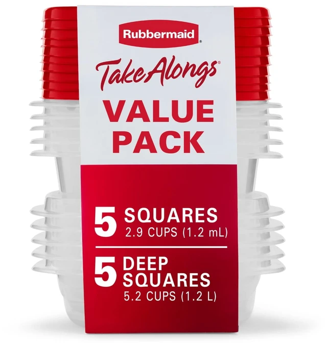 Main image of Rubbermaid TakeAlongs Food Storage Containers, 10 Piece Set, Red