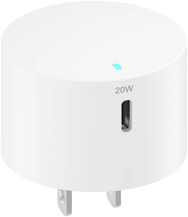 Main image of Onn 20W Single USB-C Port Wall Charger, Fast Charging, USB-IF Certified, Foldable Plug, White - Compatible with iPhone 17/16/15 Series, Samsung Galaxy, Note, Pixel, iPad