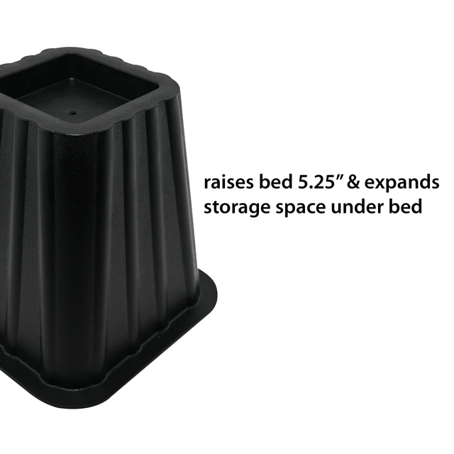 Alt view image 5 of 6 - Mainstays Black Plastic Bed Risers, 4 Pack, 6.5in x 6.5in x 6in