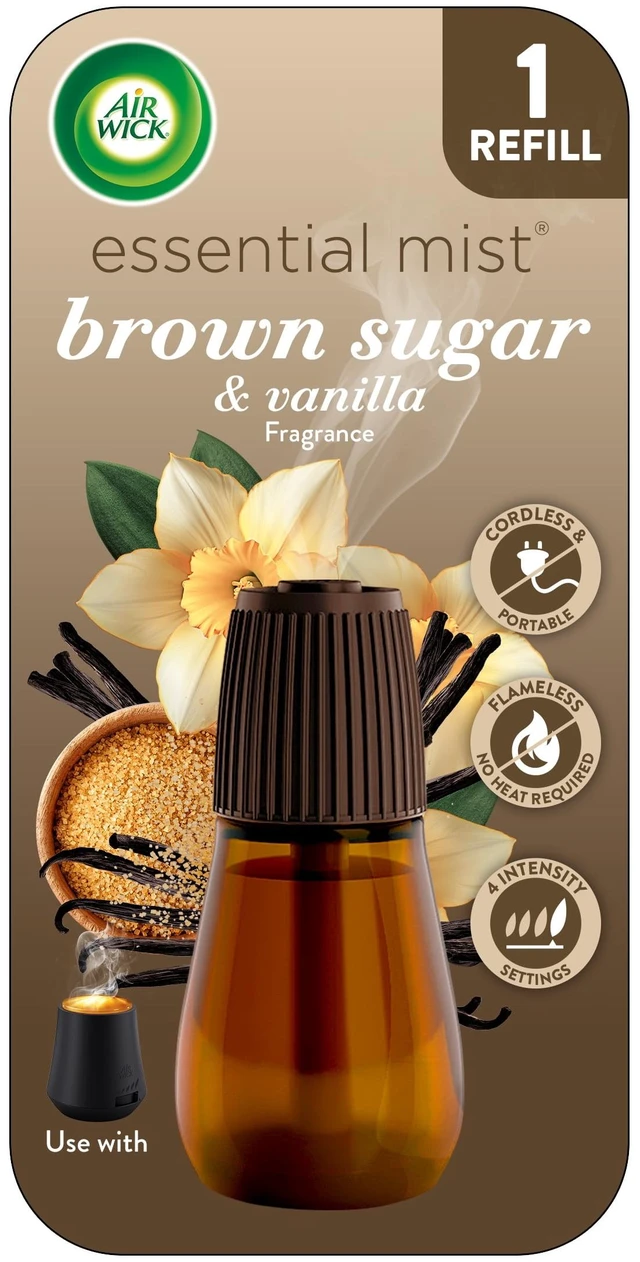 Main image of Air Wick Essential Mist Scented Oil Cordless Diffuser Refill, Brown Sugar and Vanilla, 1 Count