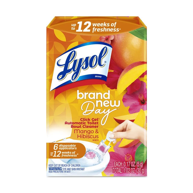 Alt view image 2 of 5 - Lysol Brand New Day Automatic Toilet Bowl Click Gel Cleaner, Mango & Hibiscus, 6 Count