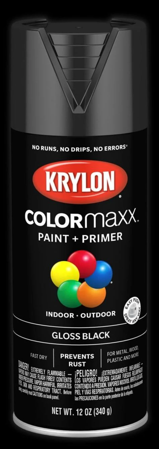 Main image of Krylon COLORmaxx Paint + Primer Gloss Black 12 oz