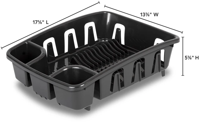 Alt view image 6 of 6 - Sterilite DrainRack All-in-One Dishrack and Drainboard with Inclined Base, Black