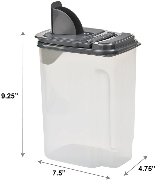 Main image of Mainstays 3.5qt Plastic All-Purpose Food Dispenser, Clear with Gray Lid, 7.5 x 3.75 x 9.25in, 1 Count