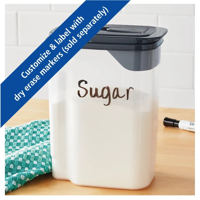 Alt view image 2 of 5 - Mainstays 3.5qt Plastic All-Purpose Food Dispenser, Clear with Gray Lid, 7.5 x 3.75 x 9.25in, 1 Count