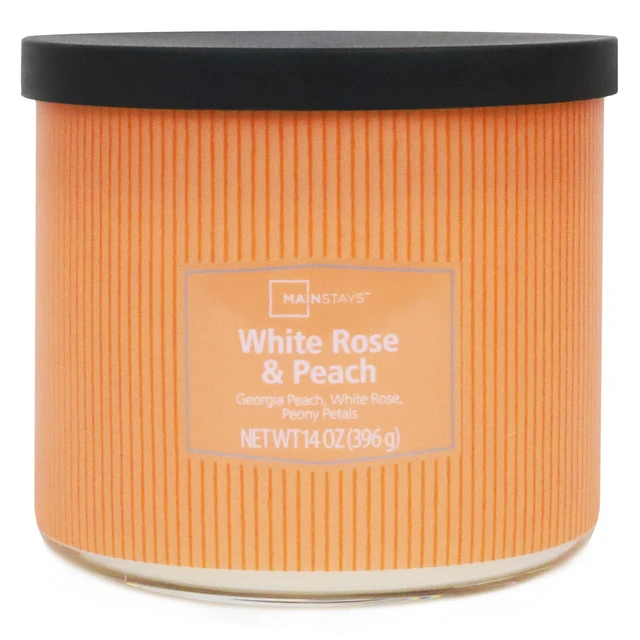 Alt view image 6 of 6 - Mainstays 14oz 3-Wick Textured Wrap Candle, White Rose and Peach