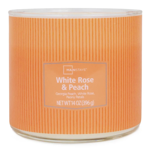 Alt view image 4 of 6 - Mainstays 14oz 3-Wick Textured Wrap Candle, White Rose and Peach