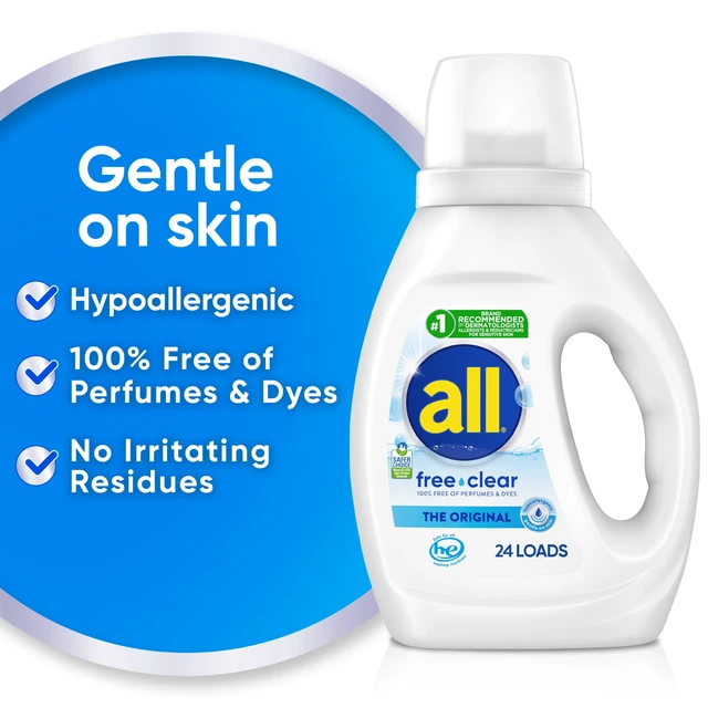 Alt view image 2 of 5 - All Free Clear Liquid Laundry Detergent, 30 oz, 24 Loads