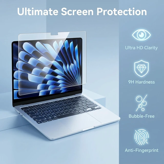 Alt view image 3 of 5 - KEANBOLL 2 Pack Tempered Glass Screen Protector for New Apple 2026 MacBook Neo 13 inch (Model: A3404) Laptop with A18 Pro Chip 13-lnch Laptop, 9H Hardness, Anti Scratch, Bubble Free