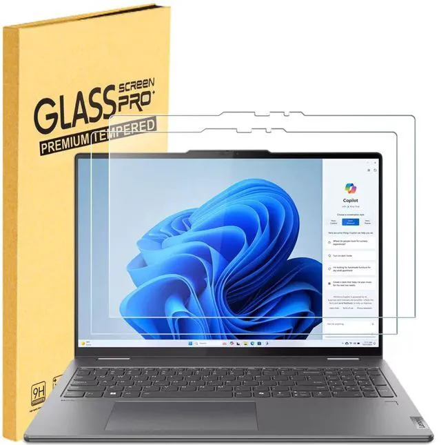 Main image of 2 Pack Tempered Glass Screen Protector for Lenovo IdeaPad 5 16"/IdeaPad 5i 16" 2-in-1 (2025 10th Gen Model: 16AKP10 16IAL10) Touchscreen Laptop, 9H Hardness, Bubble Free, Anti-Fingerprint