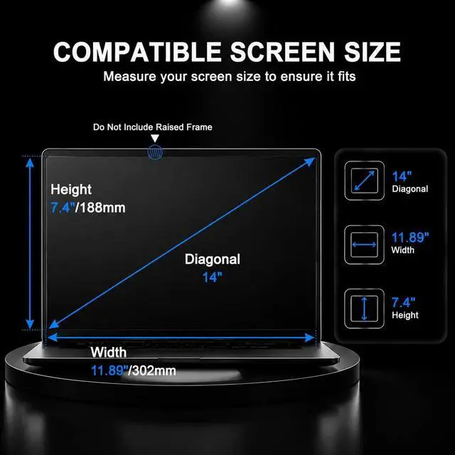 Alt view image 2 of 5 - MUBUY-GOL 2 Pack Tempered Glass Screen Protector for 14 Inch HP/Dell/Lenovo/Acer/Samsung 14" 16:10 Laptop 9H Hardness, Ultra Clear Scratch Resistant Anti-Fingerprint (W 301 x H 188 m