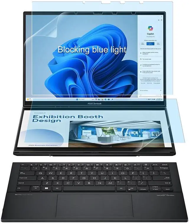 Main image of 4 Pack Blocking Blue Light Screen Protector for New 2025-2024 ASUS Zenbook Duo 2-in-1 Laptop Dual 14 OLED (UX8406) Touch Display- Anti Blue Light Glare Shield (2 Sets - Primary and Secondary Screen