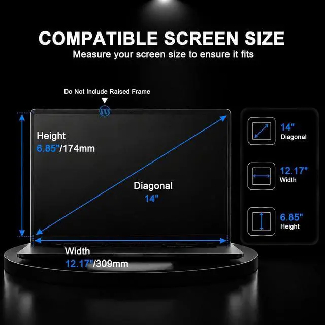 Alt view image 2 of 5 - (2-Pack) 14" Laptop Screen Protector Tempered Glass for 14 HP/Dell/ASUS/Samsung/Lenovo/Acer/MSI/LG and All Other Brands 14" 16:9 Laptop, 9H Hardness, Anti-Fingerprint, No Bubbl