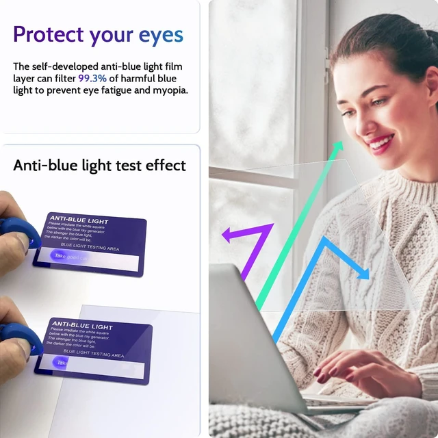 Alt view image 2 of 5 - Peslv 3 Pack 13.3 Inch 16:9 Anti Blue Light Screen Protector for Laptop