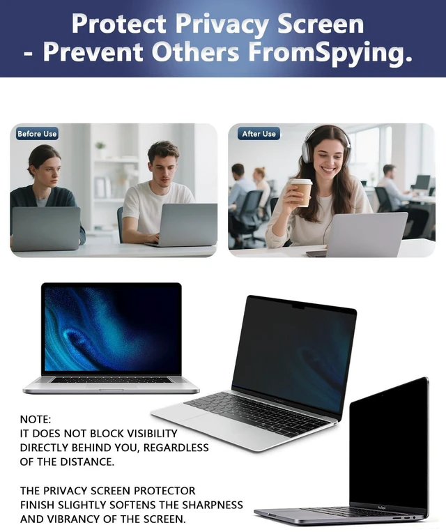 Alt view image 3 of 5 - Magnetic Privacy Screen Protector for MacBook Air 13.6/13 Inch (2022-2026)