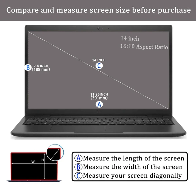 Alt view image 2 of 5 - 2 Pack 14" Laptop Tempered Glass Screen Protector for HP/Dell/Sony/Samsung/Lenovo/Acer/MSI/LG/Razer Blade and Other 14 inch Aspect Ratio 16:10 Laptop, 9H Hardness,HD Clear, An