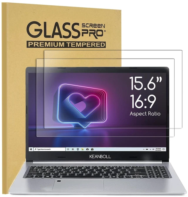 Main image of 2 Pack 15.6 inch Tempered Glass Laptop Screen Protector for 15.6" HP/Dell/ASUS/Samsung/Lenovo/Acer/MSI/LG/URAO/VGKE 15.6 inch 16:9 Laptop, 9H Hardness, Anti Fingerprint, Bubble