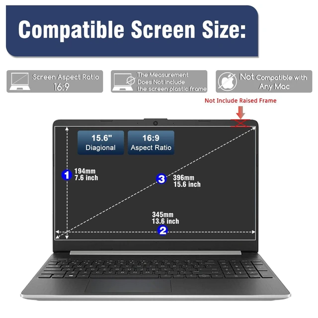 Alt view image 2 of 5 - 2 Pack 15.6 inch Tempered Glass Laptop Screen Protector for 15.6" HP/Dell/ASUS/Samsung/Lenovo/Acer/MSI/LG/URAO/VGKE 15.6 inch 16:9 Laptop, 9H Hardness, Anti Fingerprint, Bubble