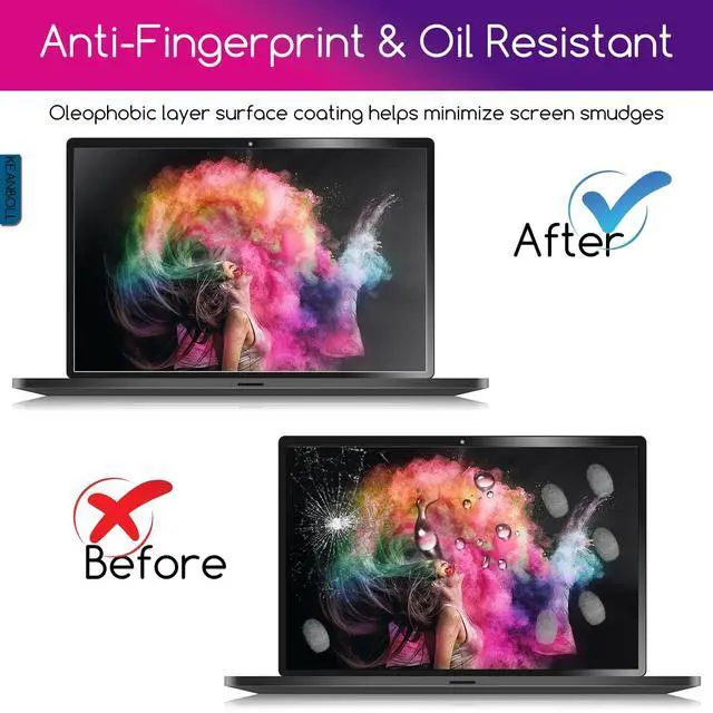 Alt view image 4 of 5 - 2 Pack 15.6 inch Tempered Glass Laptop Screen Protector for 15.6" HP/Dell/ASUS/Samsung/Lenovo/Acer/MSI/LG/URAO/VGKE 15.6 inch 16:9 Laptop, 9H Hardness, Anti Fingerprint, Bubble