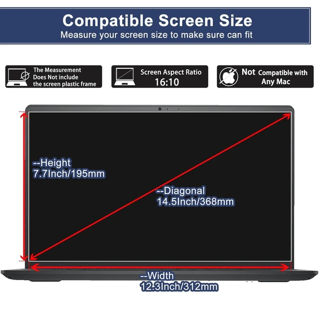 Alt view image 2 of 5 - (2 Pack ) 14.5" Laptop Tempered Glass Screen Protector for 14.5 Inch HP/Dell/Lenovo/Acer/Samsung 14.5" 16:10 Laptop 9H Hardness, Ultra Clear Scratch Resistant Anti-Fingerprint (W 312