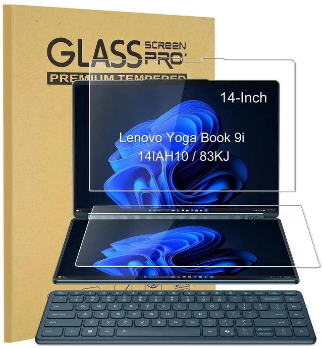 Main image of 2-Pack (Tempered Glass) Screen Protector for 2025 New Lenovo Yoga Book 9i Dual (14IAH10) 2-in-1 Laptop 14 Inch-(1 Sets - Primary and Secondary Screens) -Ultra Clear, 9H Hardness, Anti Scratch