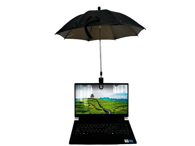 Alt view image 2 of 5 - Daocaorenix Laptop Sun Shade Umbrella with Clamp, 50cm Anti-Glare Screen Shade Reduces Glare & Reflections