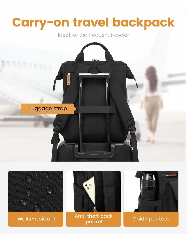 Alt view image 5 of 5 - LOVEVOOK Extra Large Travel Laptop Backpack for Women, 18 Inch Computer Backpack Work Commuter Business Trip Weekender Carry on Backpack with Luggage Sleeve, Teacher Doctor Nurse Bags College Daypack