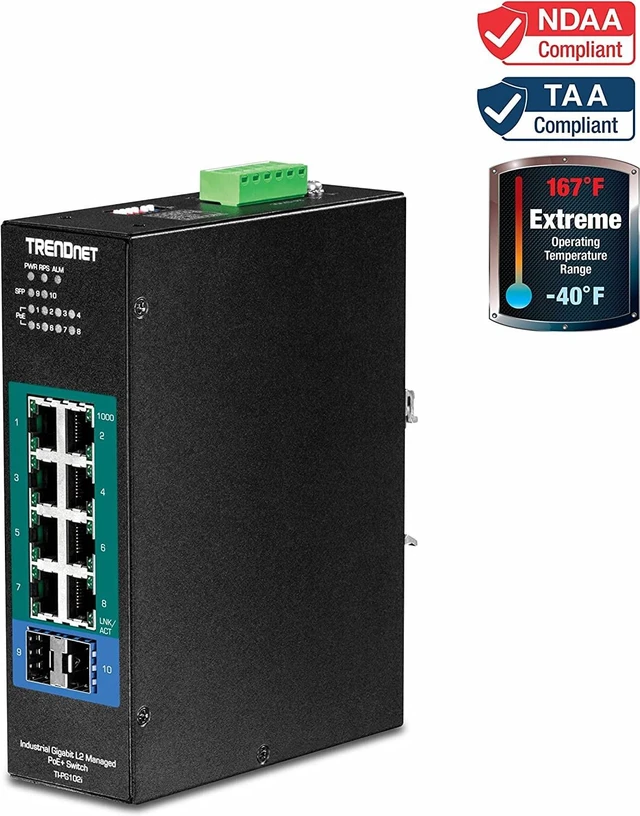 Alt view image 2 of 5 - TRENDnet TI-PG102i, 10-Port Industrial Gigabit L2 Managed PoE+